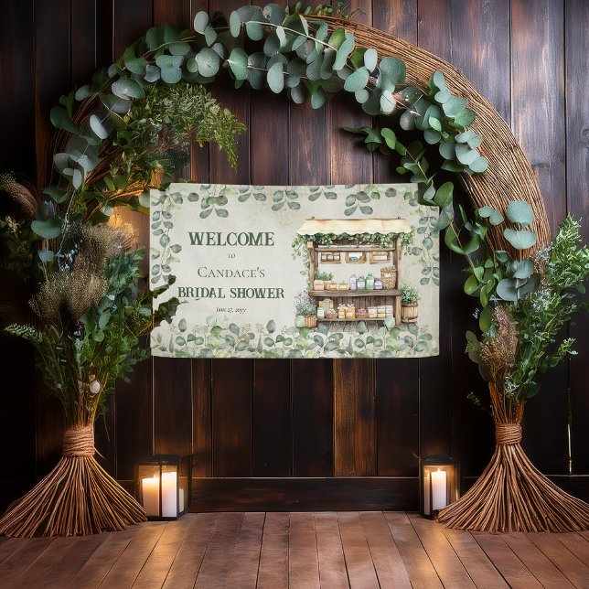 Banderoles Marché fermier Stand de ferme Bienvenue enterremen (Fresh Off the Market Collection -- Farmer's Market Farm Stand and Eucalyptus Bridal Shower Banner)