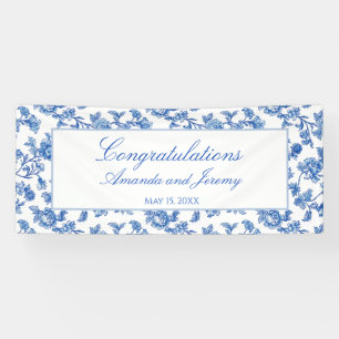 Banderoles Mariage à la chinoiserie bleue et blanche