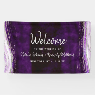 Banderoles Mariage Amethyst Purple & Silver Geode Bienvenue