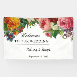 Banderoles Mariage bienvenu de fleurs rustiques d'aquarelle