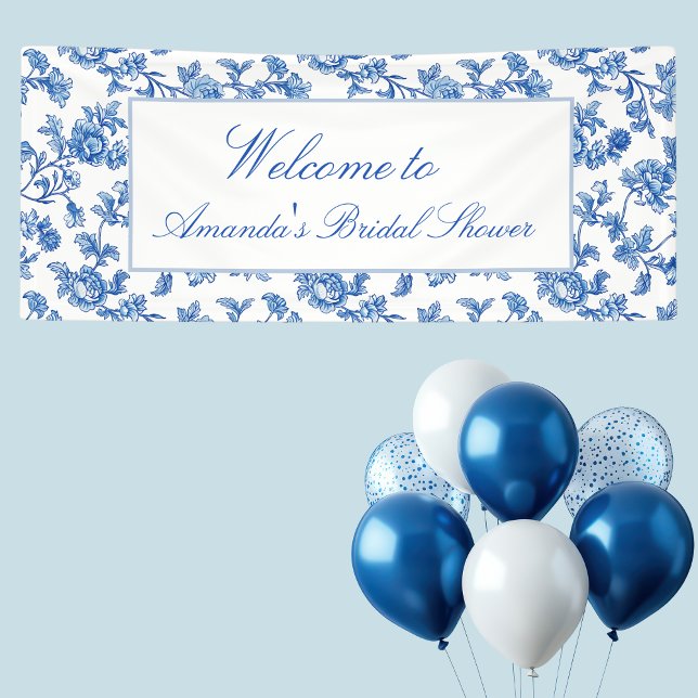 Banderoles Mariage Blanc et Bleu de Style Chinoiserie  (Créateur téléchargé)