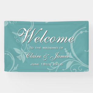 Banderoles Mariage d'accueil floral Turquoise Vintage