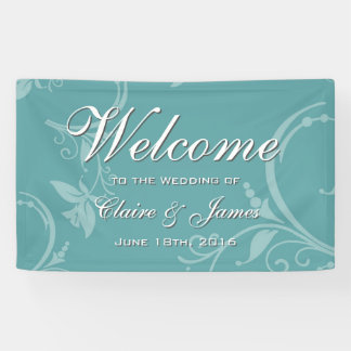 Banderoles Mariage d'accueil floral Turquoise Vintage