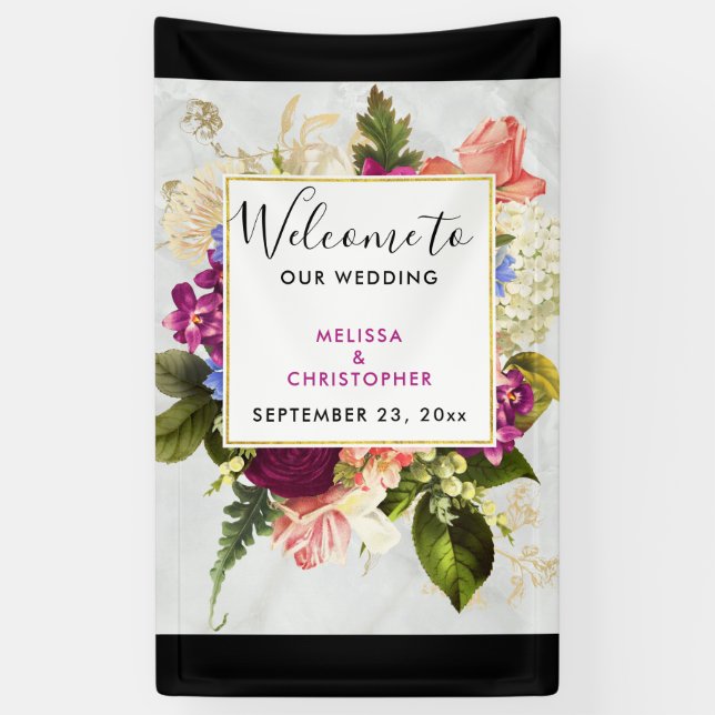 Banderoles Mariage d'aquarelle rose et blanc moderne (Vertical)