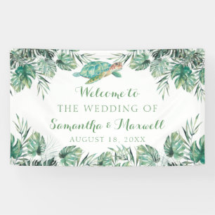 Banderoles Mariage d'aquarelle tropicale de la tortue de mer