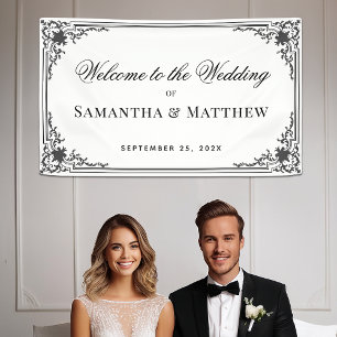 Banderoles Mariage de calligraphie vintage noir et blanc