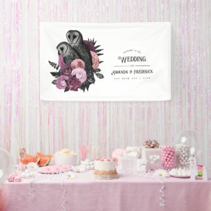 Banderoles Mariage de Chouettes gothiques de Glam Floral Mauv