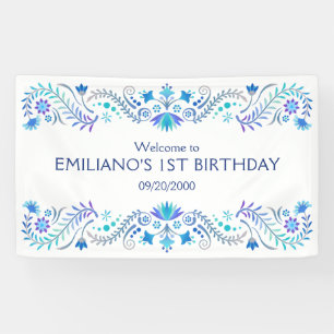 Banderoles Mariage de douche Fiesta Blue Anniversaire