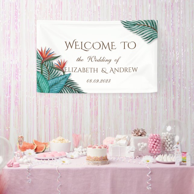 Banderoles Mariage de fleurs exotiques tropicales (Fête)