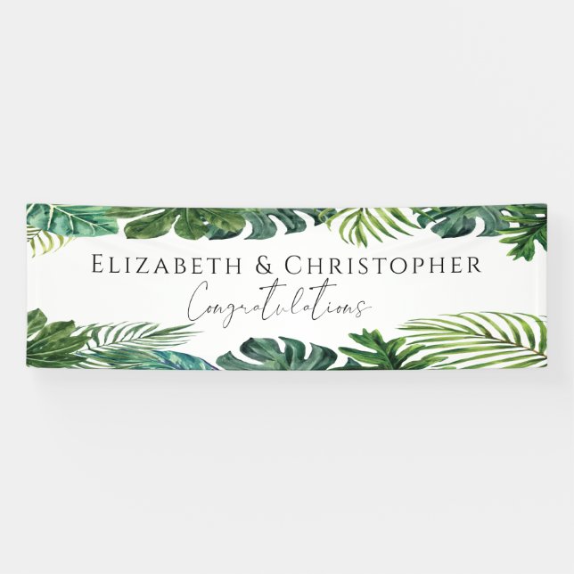 Banderoles Mariage de l'île Feuille tropicale (Horizontal)