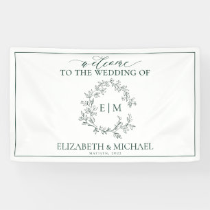 Banderoles Mariage de monogramme vert émeraude moderne