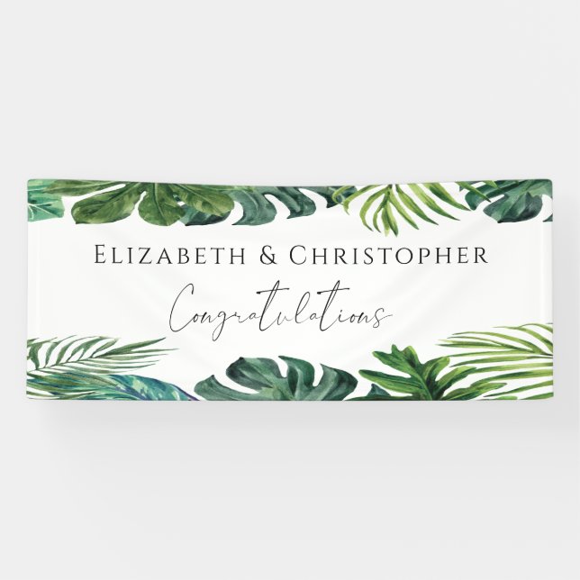 Banderoles Mariage des Félicitations de l'île Feuille tropica (Horizontal)