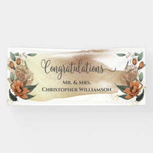 Banderoles Mariage des félicitations Floral Gold White