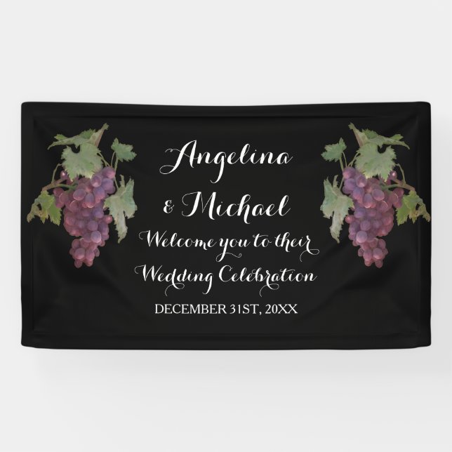 Banderoles Mariage d'établissement vinicole de raisin de cuve (Horizontal)