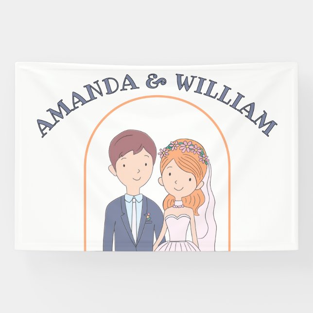 Banderoles Mariage d'illustration simple, semblable à un dess (Horizontal)