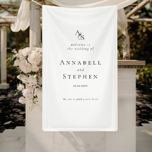 Banderoles Mariage Élégant Classique Monogramme Blanc-Noir