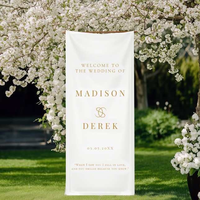 Banderoles Mariage Élégant Simple BIENVENUE (Simpel Elegant Wedding WELCOME Banner with your nameas and date.)