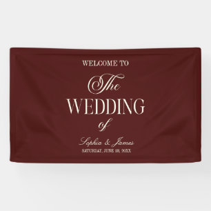 Banderoles Mariage Élégant Vintage Ivoire Bourgogne Foncé