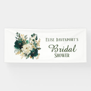 Banderoles Mariage Emerald Green et White Gold Peonies