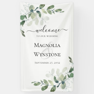 Banderoles Mariage Eucalyptus Vert Bienvenue