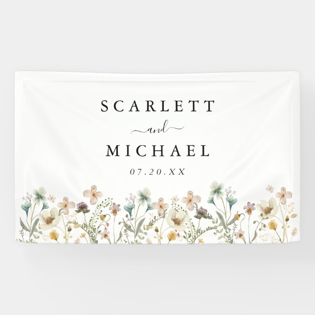 Banderoles Mariage fleur sauvage (Horizontal)