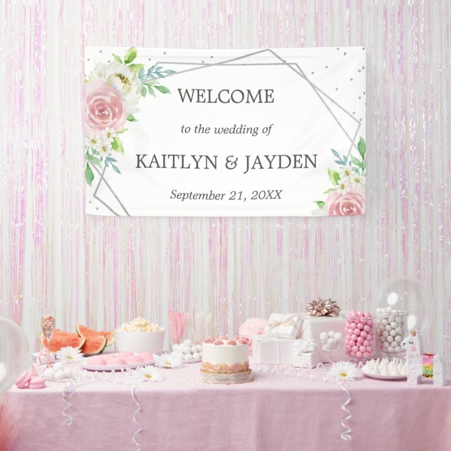 Banderoles Mariage floral à huile géométrique chic (Fête)