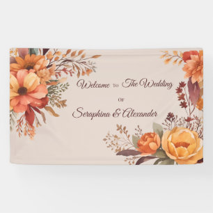 Banderoles Mariage floral rustique aquarelle d'automne 