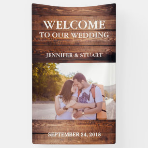 Banderoles Mariage foncé rustique de photo d'accueil en bois