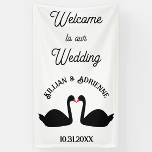Banderoles Mariage gothique Baiser Black Swans Personnalisé