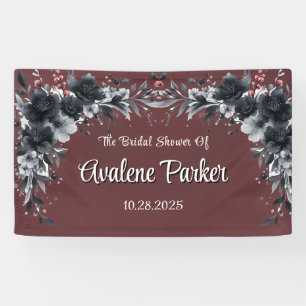Banderoles Mariage gothique floral noir et rouge sang