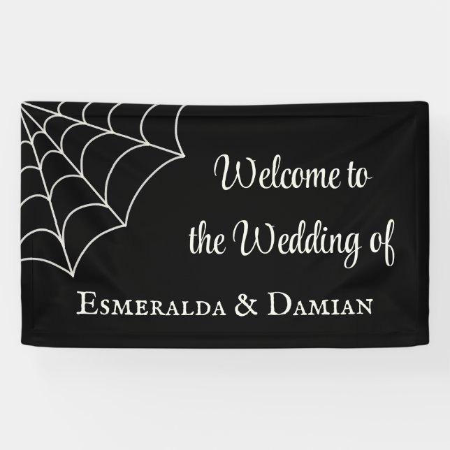 Banderoles Mariage gothique noir et blanc (Horizontal)