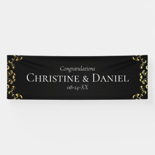 Banderoles Mariage gothique or et noir