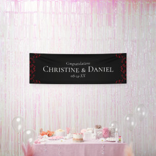 Banderoles Mariage gothique rouge et noir