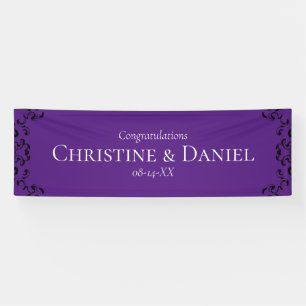 Banderoles Mariage gothique violet et noir