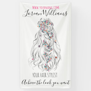 Banderoles Mariage Hair Styliste noir blanc Wavy Hair Floral