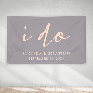Banderoles Mariage Jour Moderne Élégant Script I Do Grey