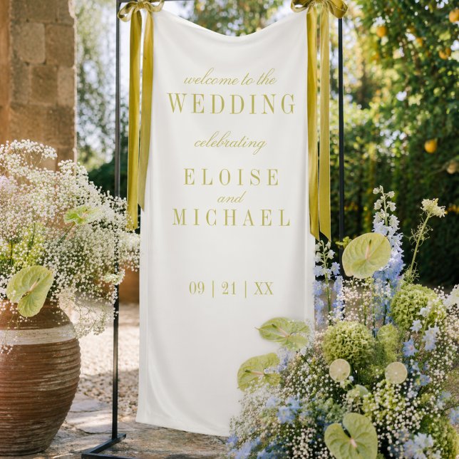 Banderoles Mariage Minimaliste Moderne Chartreuse de Bienvenu (Modern Minimalist Chartreuse Wedding Welcome Banner)