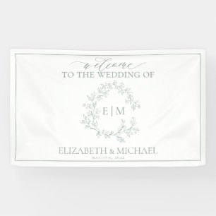 Banderoles Mariage Monogramme vert Sage moderne
