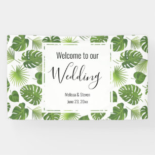 Banderoles Mariage Motif Feuille élégant Green Tropical