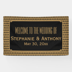 Banderoles Mariage Motif Gold et Black Art Déco