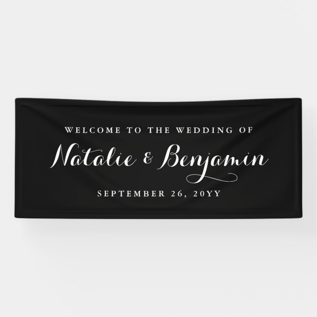 Banderoles Mariage noir et blanc élégant (Horizontal)