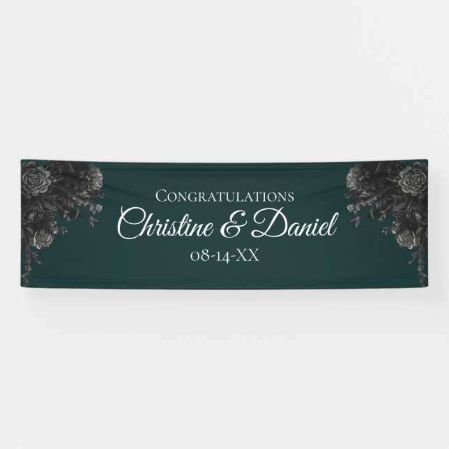 Banderoles Mariage noir vert foncé (Horizontal)
