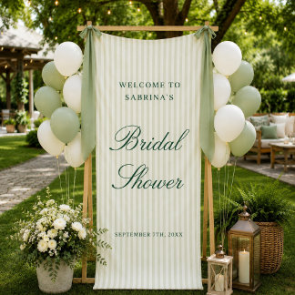 Banderoles Mariage personnalisé à rayures vertes Bienvenue Br