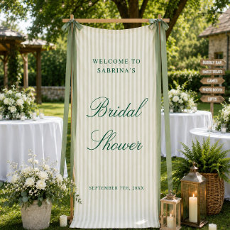 Banderoles Mariage personnalisé à rayures vertes Bienvenue Br