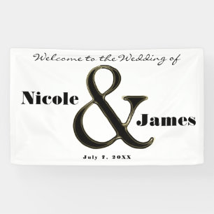 Banderoles Mariage Personnalisé Chic & Noir et Blanc Ampersan
