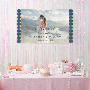 Banderoles Mariage personnalisé Gold & Blue pois