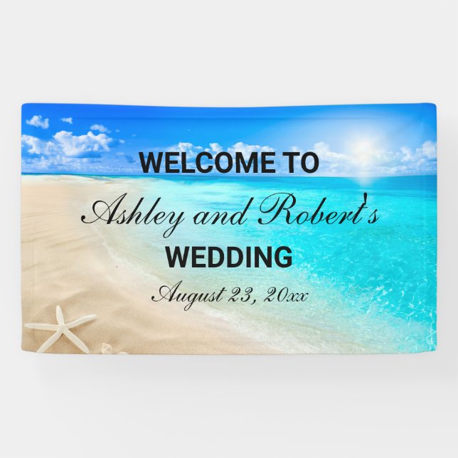 Banderoles Mariage plage Accueil personnalisé (Horizontal)
