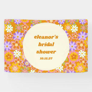 Banderoles Mariage rétro orange violet floral personnalisé
