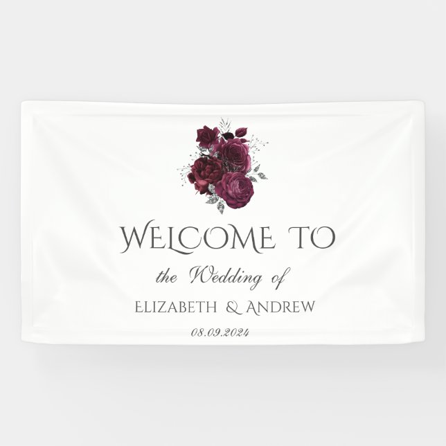 Banderoles Mariage Rose de Bourgogne (Horizontal)