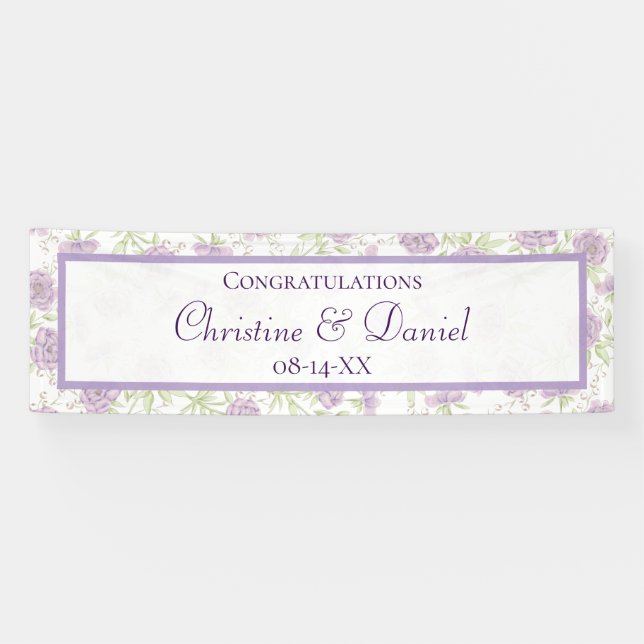Banderoles Mariage Rose Violette Lavande (Horizontal)